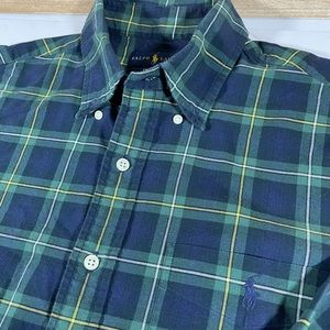 Ralph Lauren Classic Fit Button Down Shirt Mens Size Medium Green Blue Red Plaid